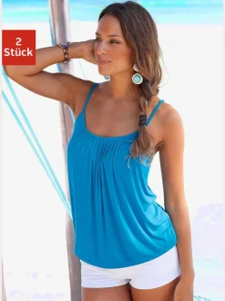 LASCANA T-Shirts<Débardeur spaghetti superbe motif plissé à l'encolure