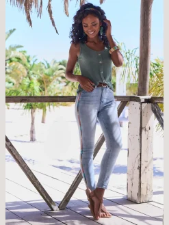 LASCANA Débardeurs|T-Shirts<Debardeur patte de boutonnage décorative tendance avec boutons imitation corne