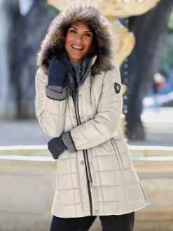 Collection L Vestes<Doudoune brillante col à revers capuche imitation fourrure