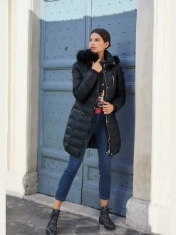 Rick Cardona Vestes<Doudoune imitation fourrure amovible sur capuche amovible