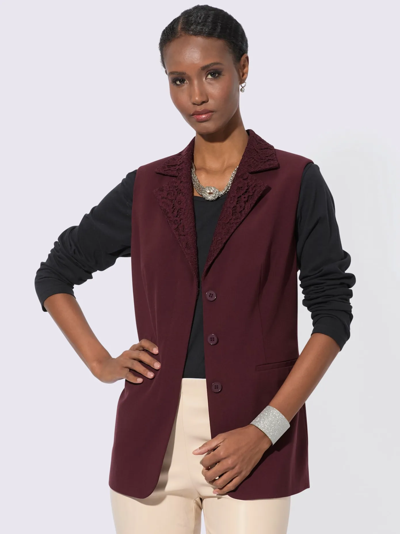 Creation L Vestes<Gilet de costume polyester recyclé