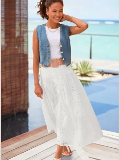 Buffalo Vestes<Gilet en jean encolure en v dégagée