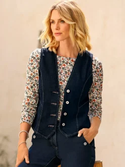 Vestes<Gilet en jean pourcentage de coton élevé
