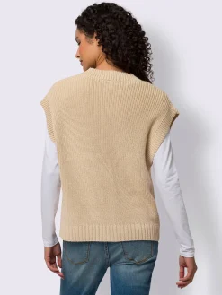 Linea Tesini Gilets Et Cardigans<Gilet en tricot fil brillant couleur or