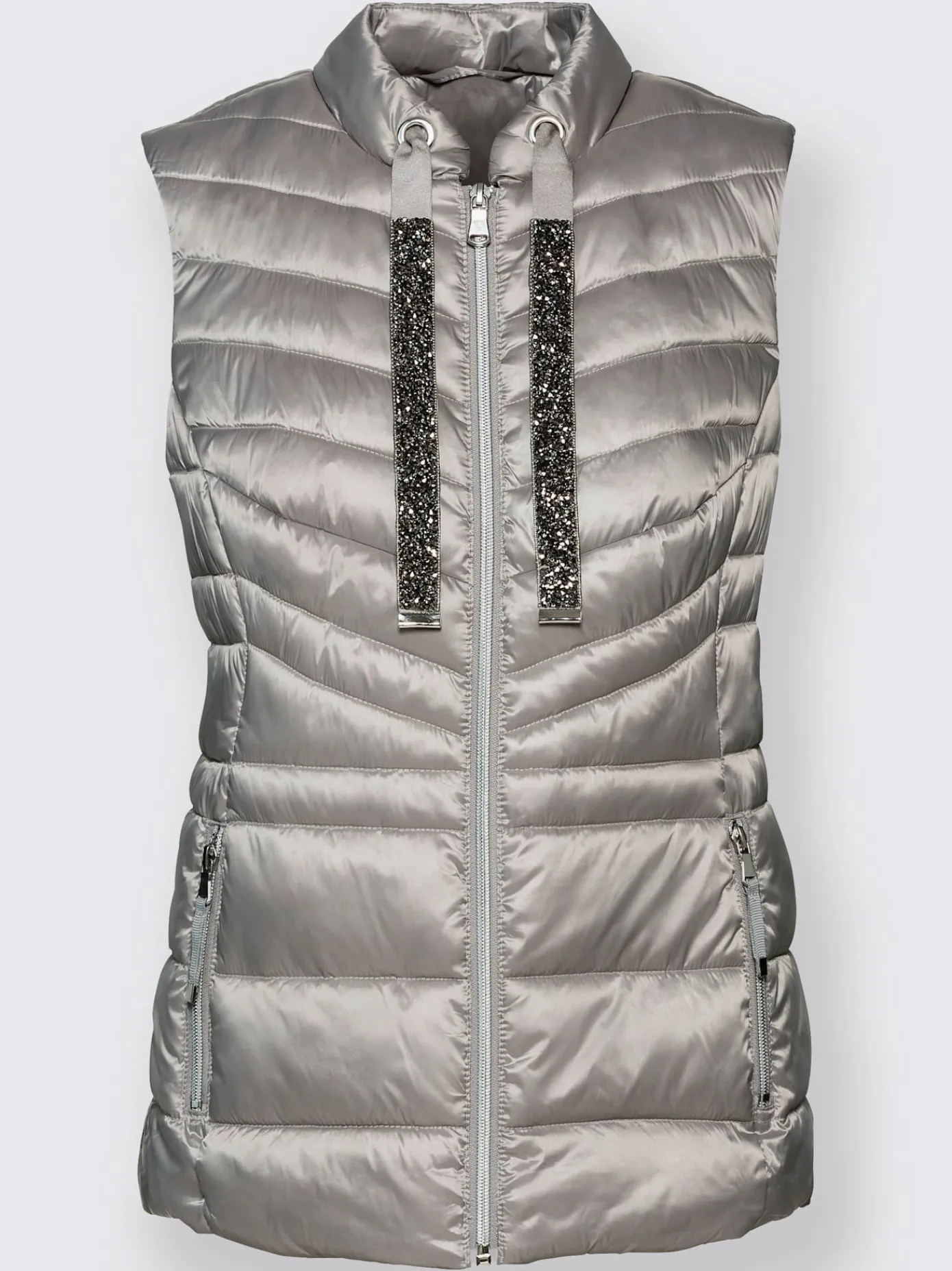 Vestes<Gilet femme matelassé avec liens larges pailletés