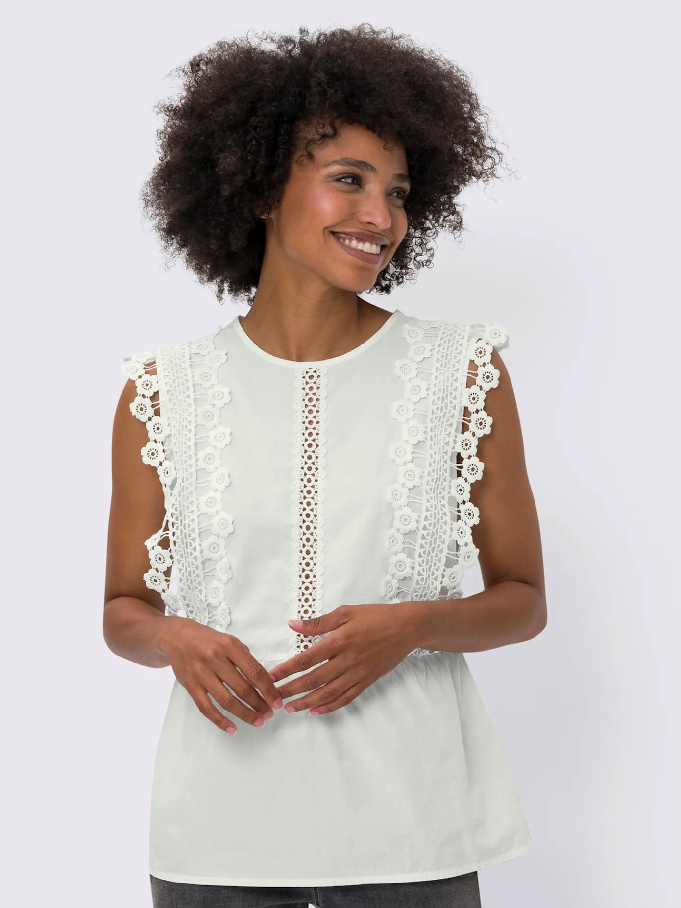 Linea Tesini T-Shirts|Débardeurs<Haut à basque large application en dentelle