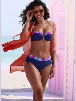 LASCANA Maillots De Bain<Haut de bikini bandeau à armatures uni avec empiècements imprimés tendance