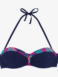 LASCANA Maillots De Bain<Haut de bikini bandeau à armatures uni avec empiècements imprimés tendance