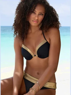 LASCANA Maillots De Bain<Haut de bikini push-up couleur unie avec empiècements couleur or