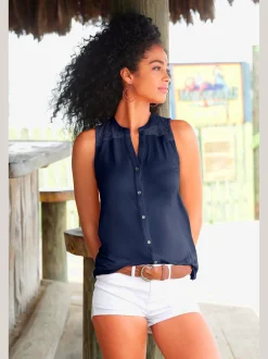 s.Oliver T-Shirts|Débardeurs<Haut de plage fausse patte de boutonnage devant