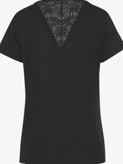 LASCANA Pyjamas<Haut de pyjama élégant t-shirt à manches courtes orné de détails en dentelle