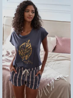 LASCANA Pyjamas<Haut de pyjama t-shirt avec imprimé feuille