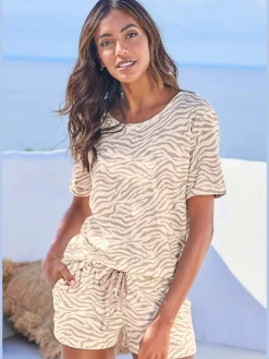 LASCANA Pyjamas<Haut de pyjama t-shirt confortable avec manches mi-longues