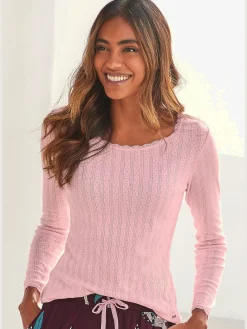 s.Oliver Pyjamas<Haut de pyjama t-shirt de nuit fantaisie en tricot ajouré