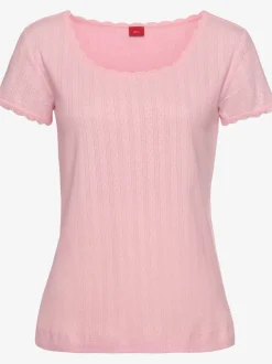 s.Oliver Pyjamas<Haut de pyjama t-shirt de nuit fantaisie à manches courtes en tricot ajouré