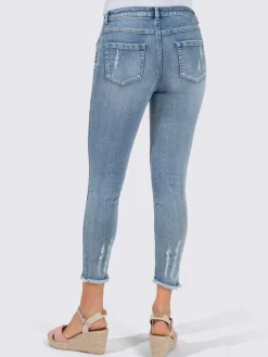 Jeans|Pantalons<Jean 7/8 effet « destroy » tendance