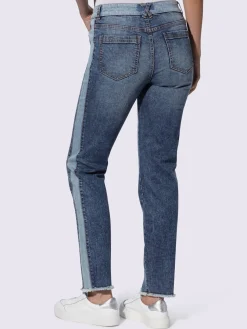 Mandarin Jeans|Pantalons<Jean 5 poches rayures latérales contrastantes