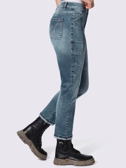 Mandarin Jeans|Pantalons<Jean boyfriend poches plaquées