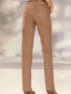 Jeans<Jean broderie décorative sur les poches arrières