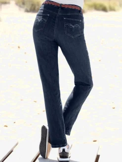 Pantalons<Jean broderie décorative sur les poches arrières