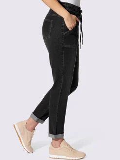 Linea Tesini Jeans|Pantalons<Jean ceinture élastique, coulisse et lien à nouer