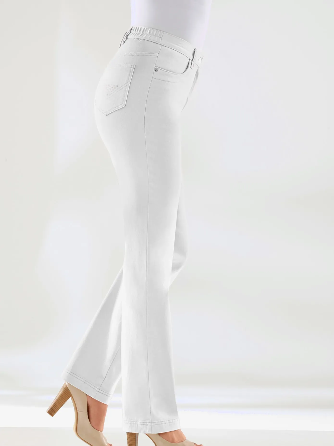 Fair Lady Jeans|Pantalons<Jean coupe droite avec ceinture élastique au dos