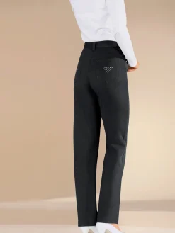 Fair Lady Pantalons<Jean coupe droite avec ceinture élastique au dos