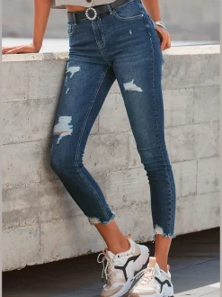 Buffalo Jeans|Pantalons<Jean effet déchiré jambes affinées