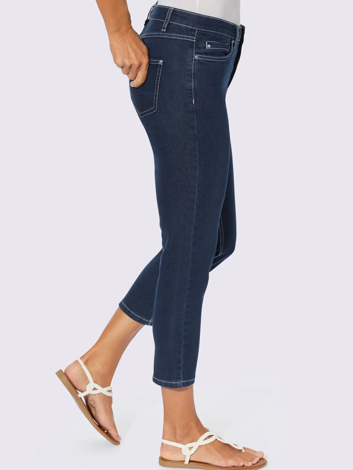 Collection L Pantalons<Jean femme 7/8 delavé