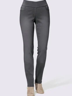 Jeans|Pantalons<Jean femme 5 poches large ceinture élastique coupe slim