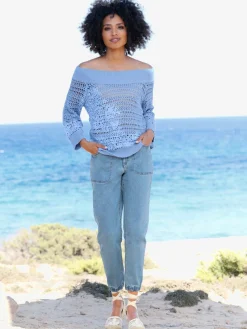 Linea Tesini Jeans|Pantalons<Jean ourlet élastique