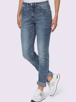 Mandarin Jeans|Pantalons<Jean petites pierres fantaisie