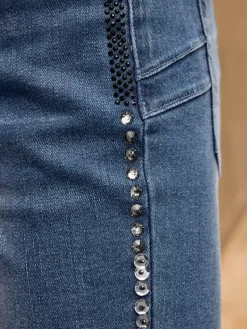 Mandarin Jeans|Pantalons<Jean push-up rivets décoratifs tendance le long des coutures latérales