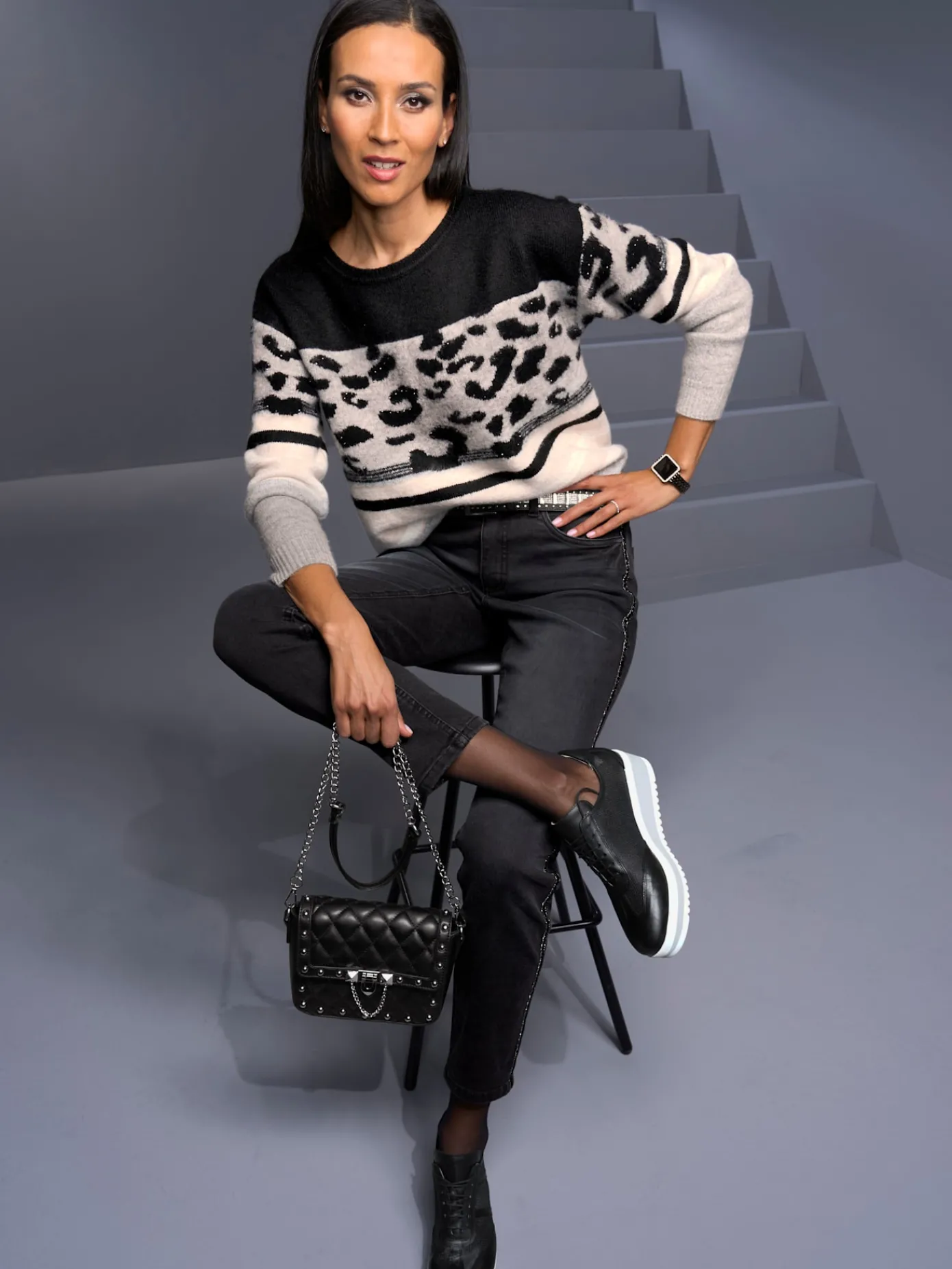 Rick Cardona Jeans|Pantalons<Jean ruban décoratif de couleur argenté