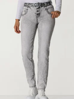 Mandarin Jeans|Pantalons<Jean skinny effet délavé moderne