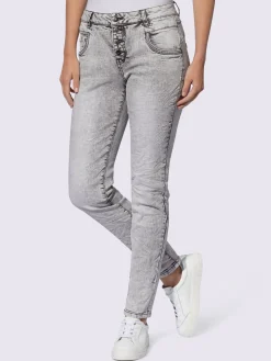 Mandarin Jeans|Pantalons<Jean skinny effet délavé moderne