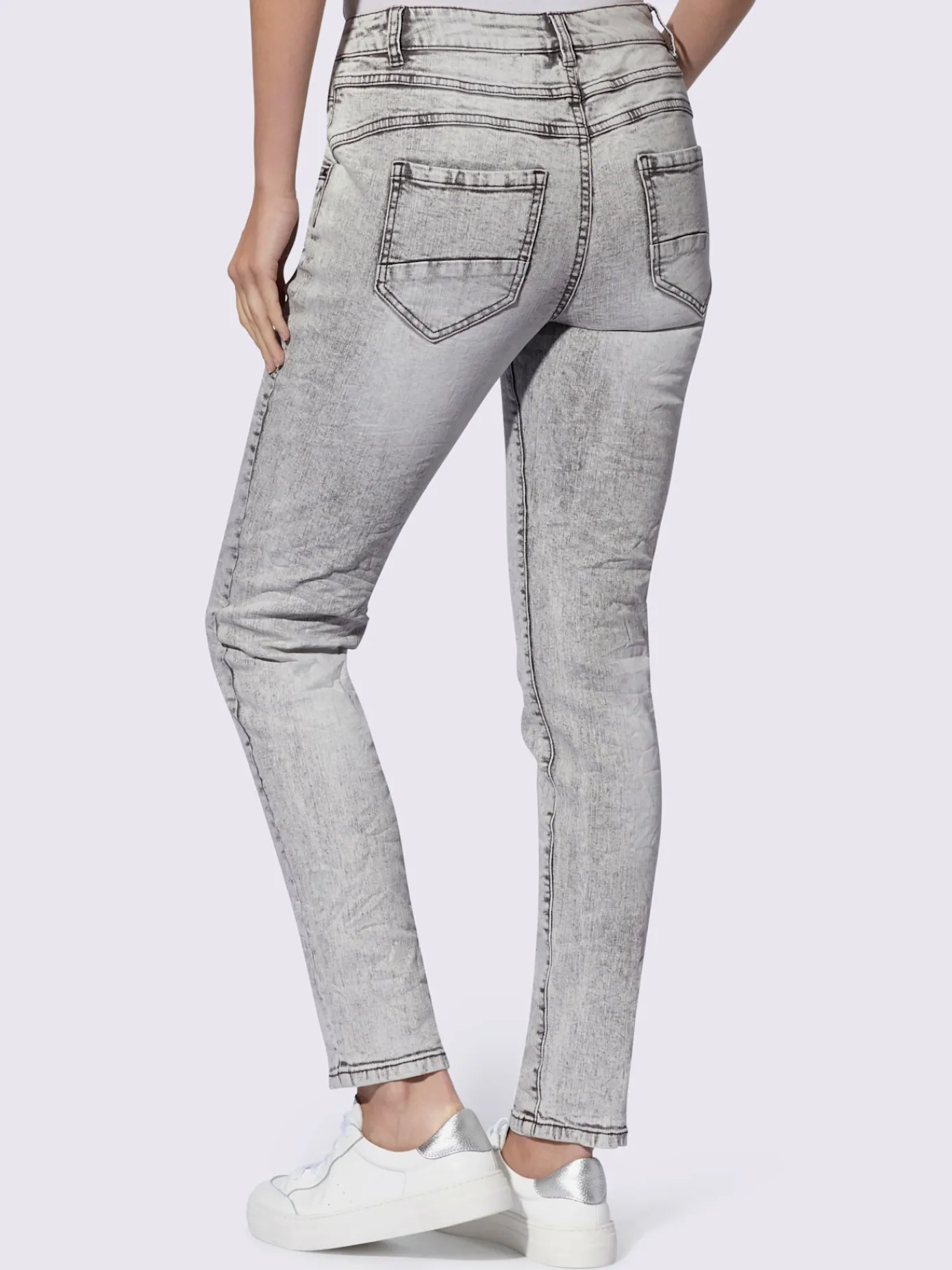 Mandarin Jeans|Pantalons<Jean skinny effet délavé moderne