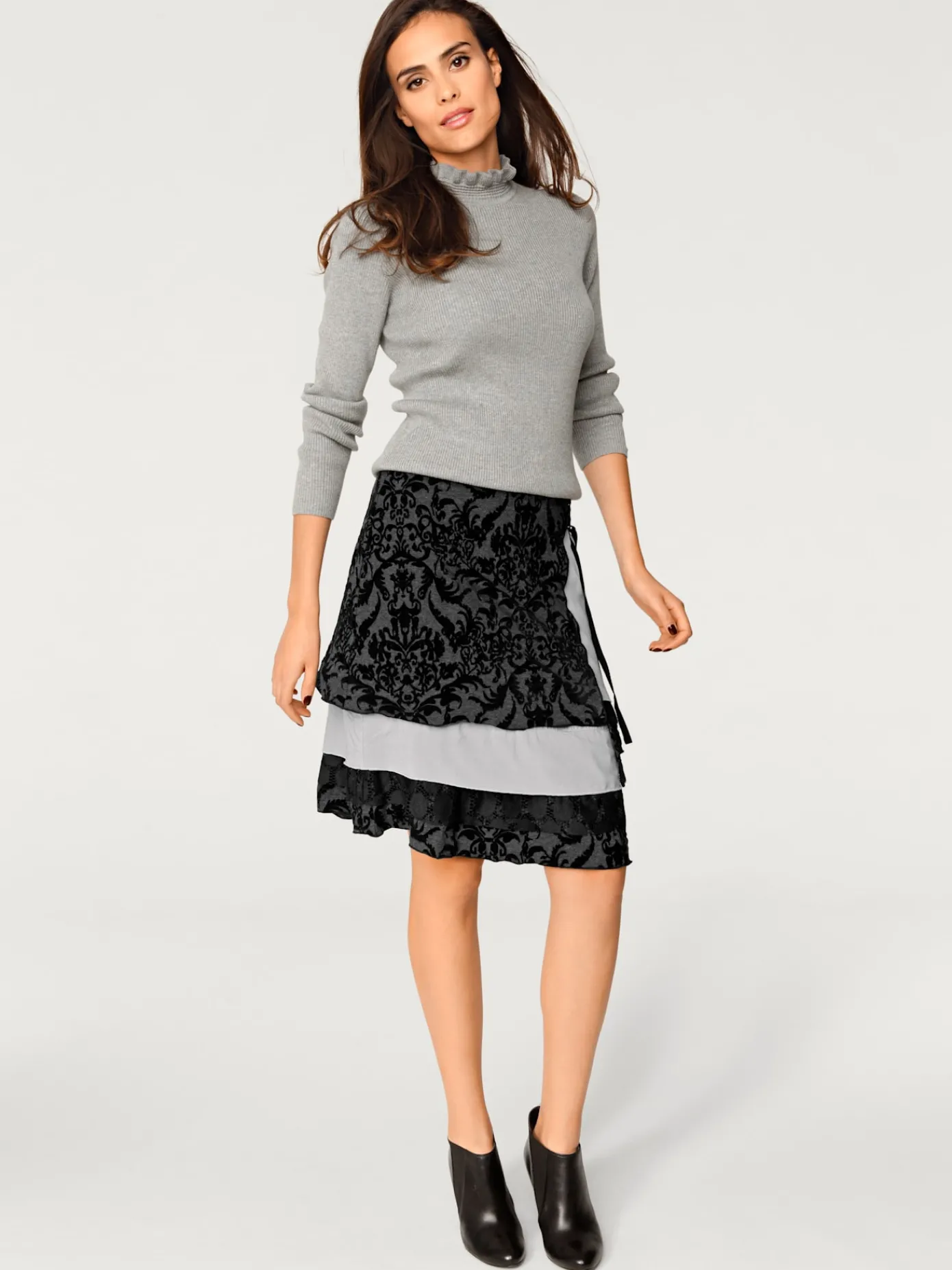 Ashley Brooke Jupes<Jupe à niveaux coupe légèrement évasée