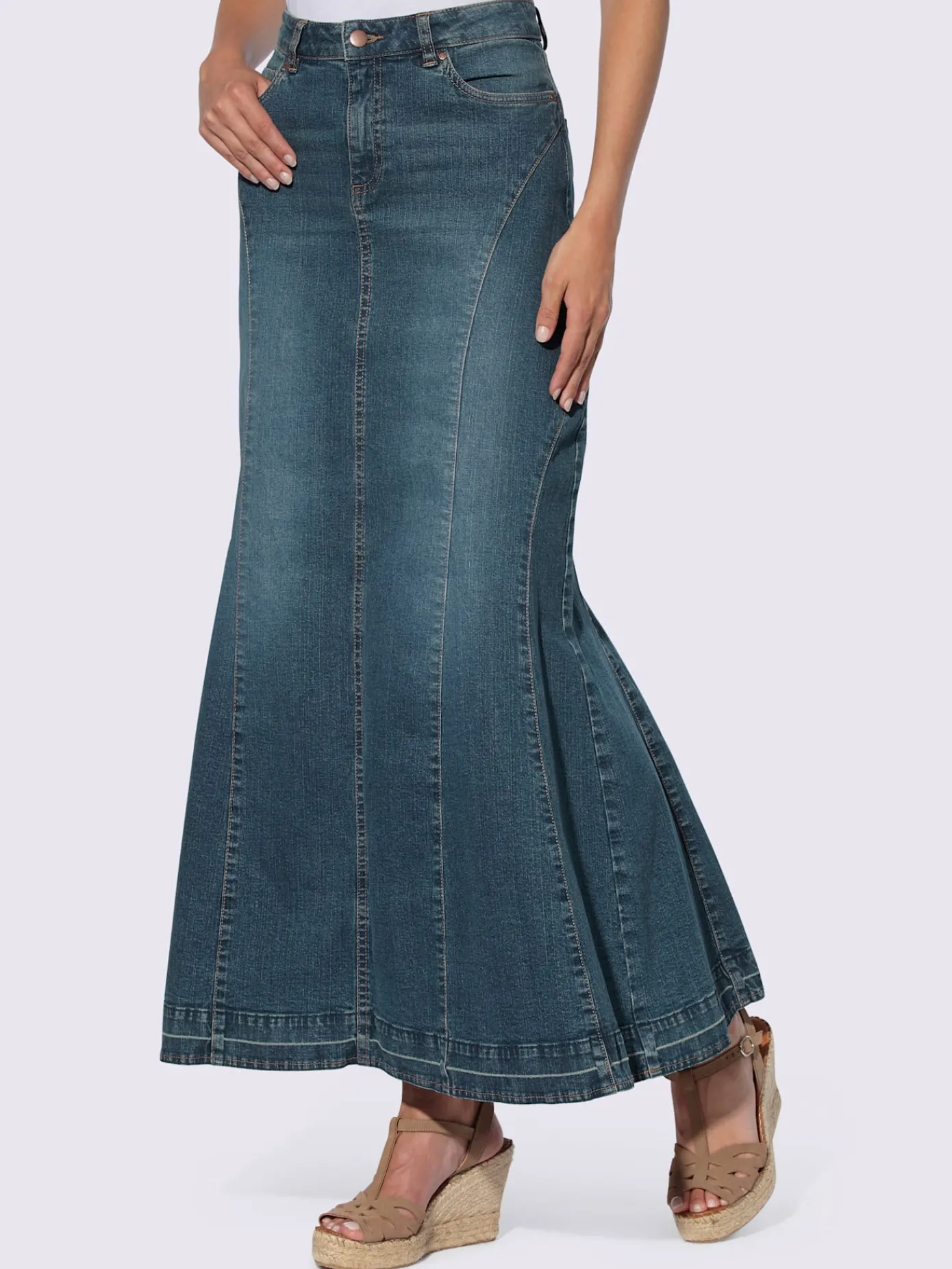 Linea Tesini Jupes<Jupe en jean coupe godet féminine