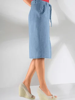 Collection L Jupes<Jupe femme originale effet jean avec boutons