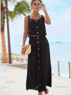 Vivance Jupes<Jupe longue bords-côtes smockés à la ceinture