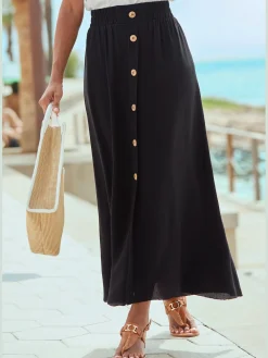 Vivance Jupes<Jupe longue bords-côtes smockés à la ceinture