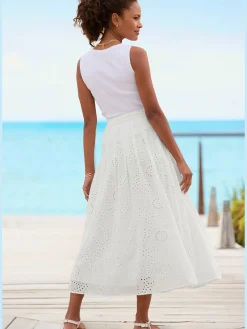 Buffalo Jupes<Jupe longue jupe d'été avec broderie ajourée