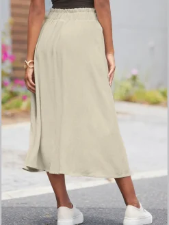 LASCANA Jupes<Jupe midi bords-côtes élastiqués au dos