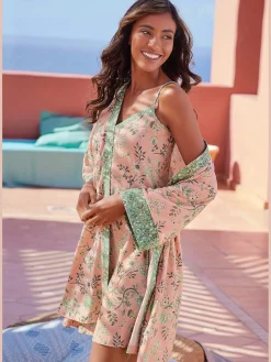 LASCANA Robes De Chambre<Kimono peignoir fantaisie avec imprimé floral