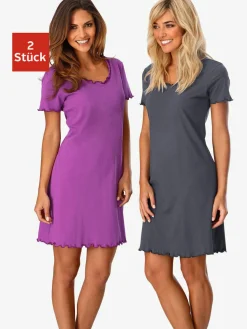 Vivance Dreams Chemises De Nuit<Lot de 2 chemises de nuit avec ourlets ondulés