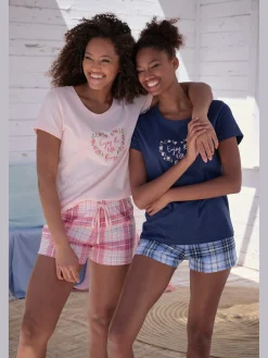 Vivance Dreams Pyjamas<Lot de 2 pyjamas courts au motif fleuri et à carreaux