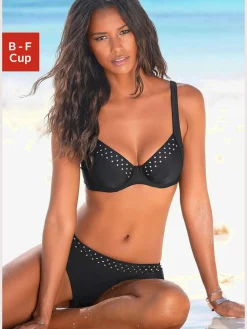 LASCANA Maillots De Bain<Maillot de bain à armatures bikini élégant avec rivets décoratifs couleur or