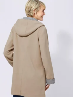 Collection L Vestes|Manteaux<Manteau imitation laine poches plaquées à rabat avec capuche