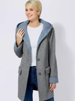 Collection L Manteaux|Vestes<Manteau imitation laine poches plaquées à rabat avec capuche